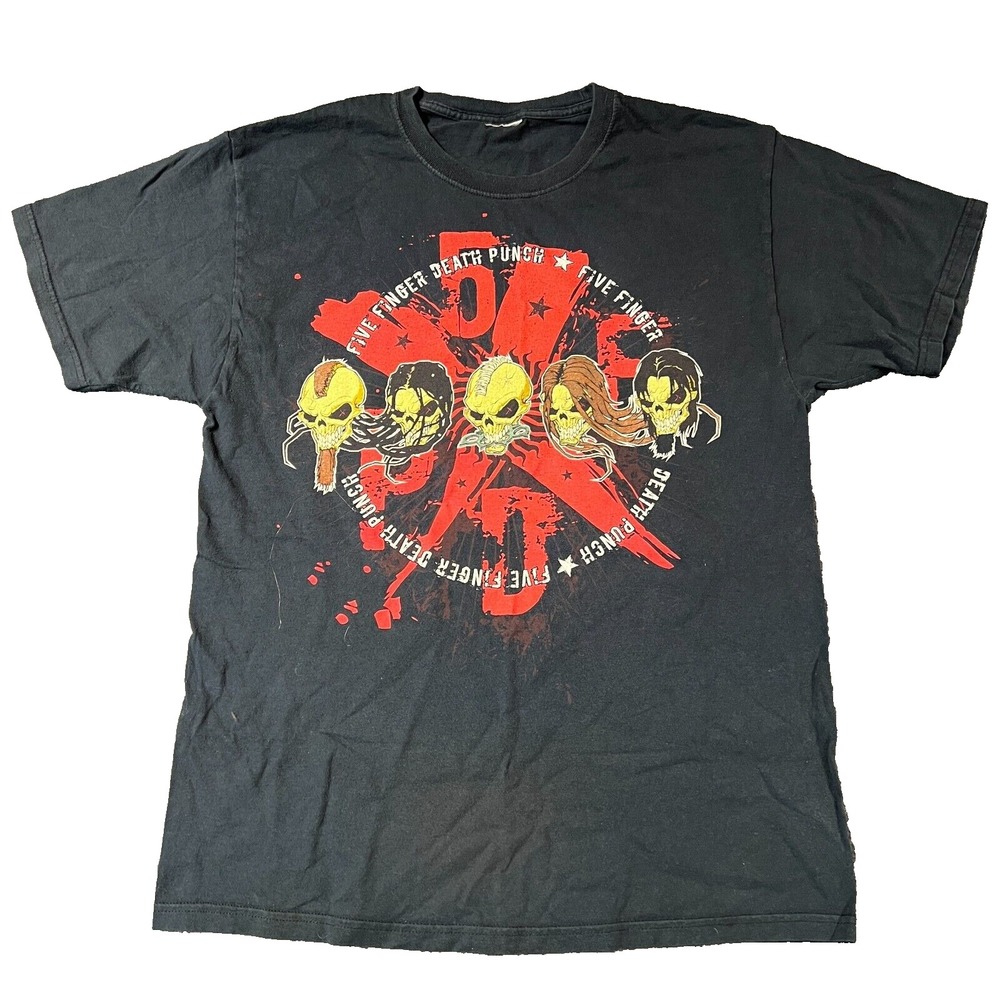 Five Finger‎ Death Punch Shirt Mens Medium Black Graphic Print Y2K Music EUC